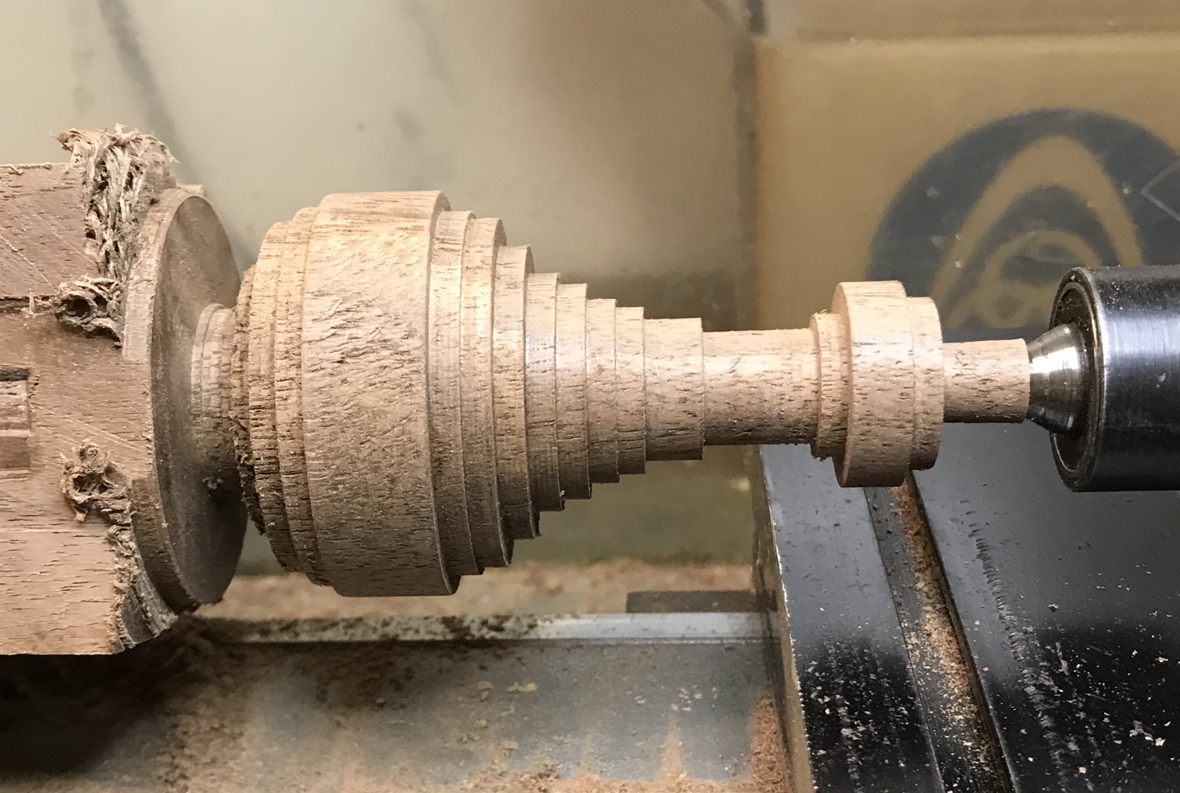 Handle rough cut on the lathe